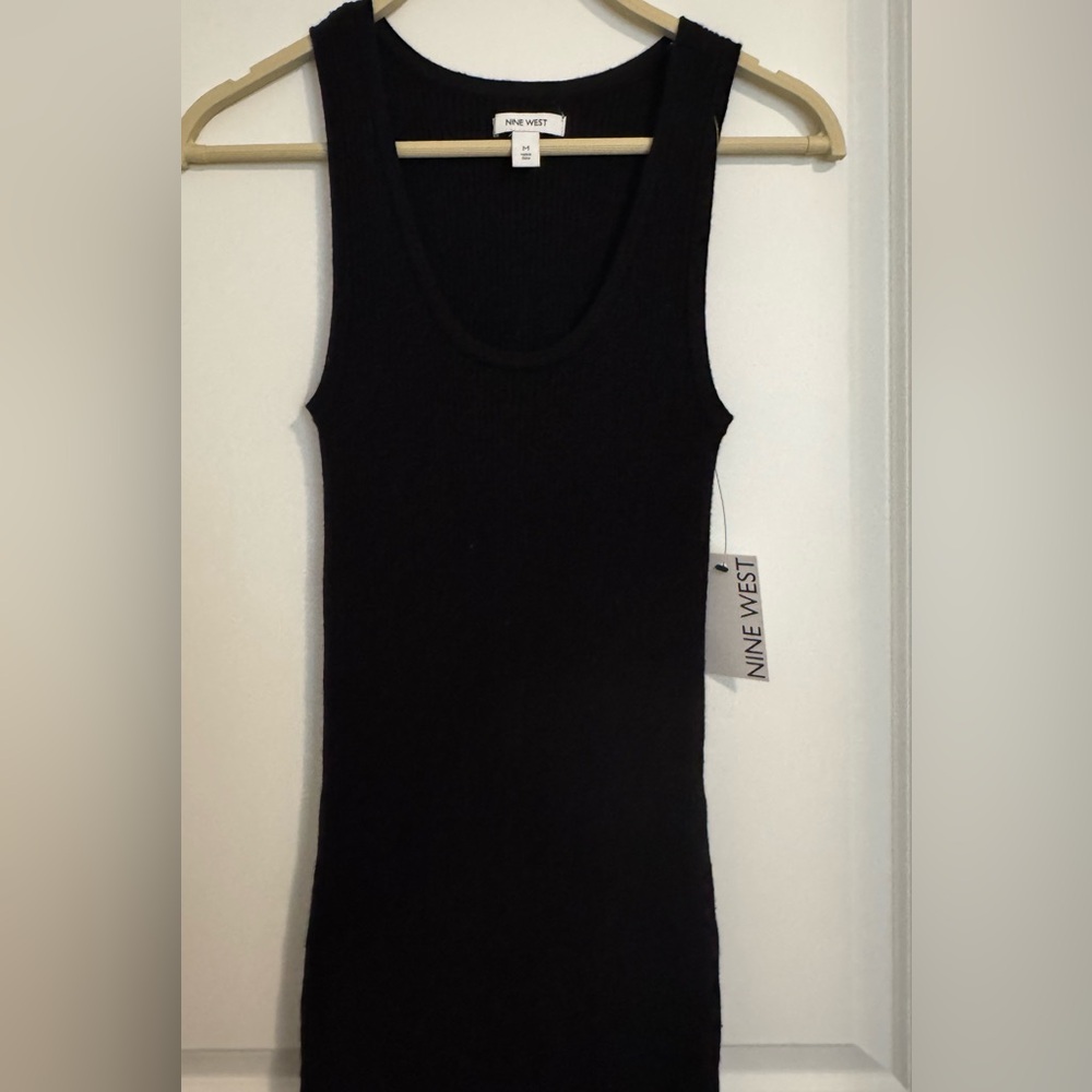 Thick Ribbed Black Tank Top Sleeveless Racerback Dress - Picture 10 of 10